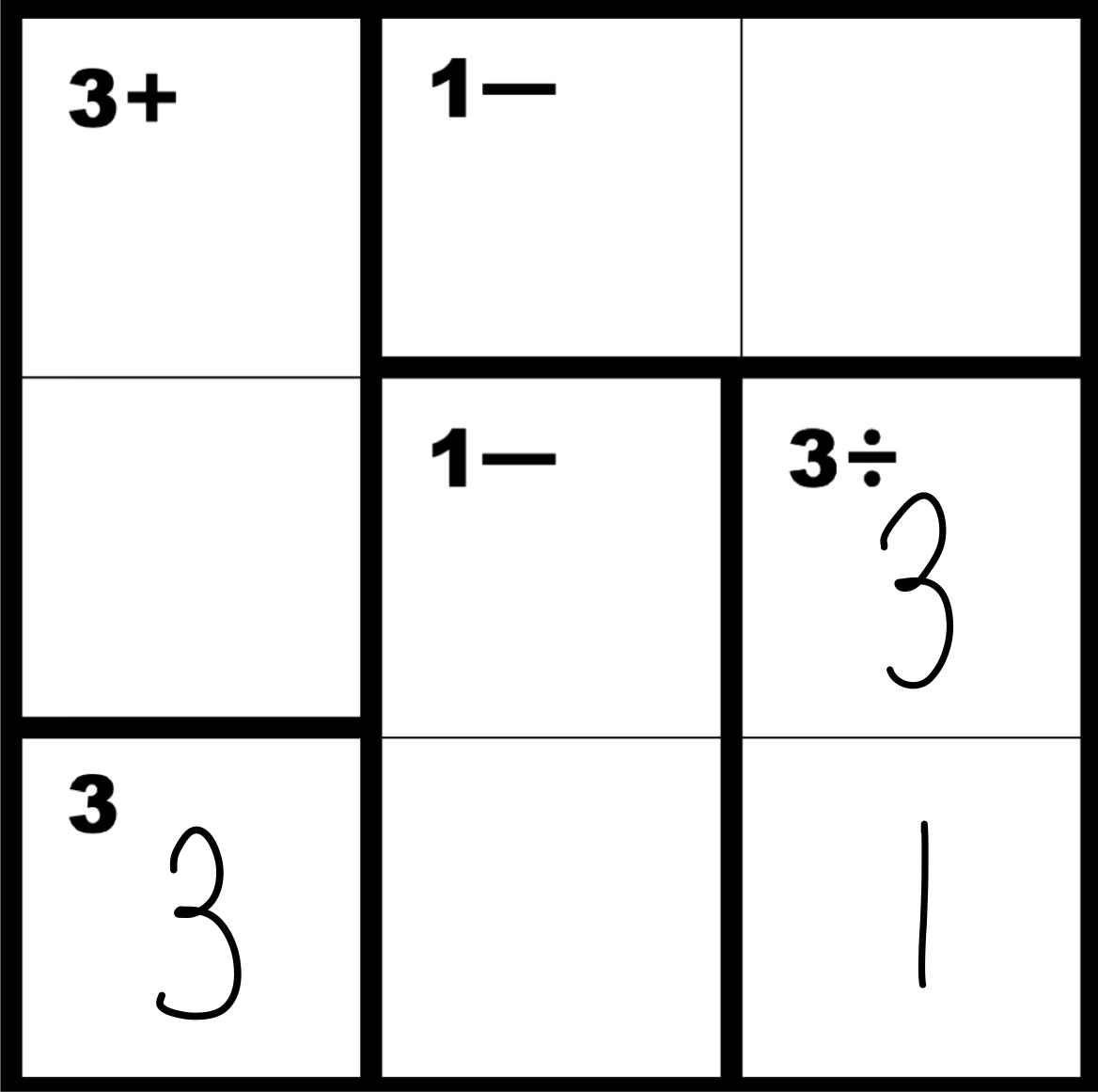 Easy 3x3 with the freebie and the 3 division cage filled in